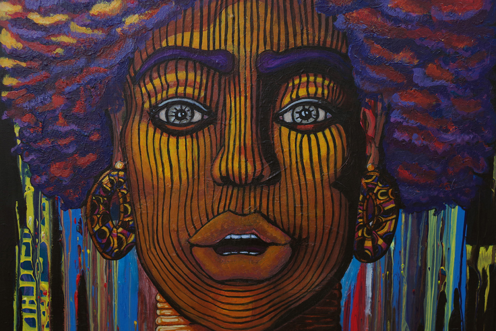 Portrait de femme, acrylique sur toile, 100 x 65 cm, septembre 2019, Lille, France