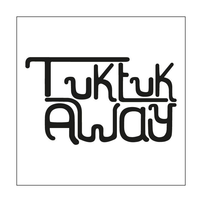 Logotype pour Tuktuk away : Logo noir sur fond blanc.